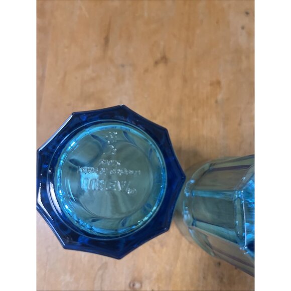 Set of 2 IKEA  Teal Glass Tumbler 9 Panel 20774 Made in Russia 5.5 inch No Chips - Picture 5 of 5